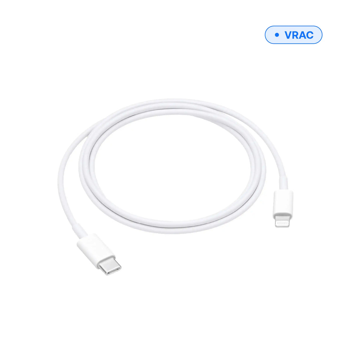 USB-C to Lightning cable — 2 m black, full view of the coiled cable, bulk