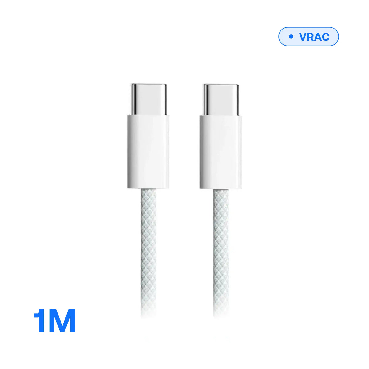 USB-C to USB-C cable 60 W — 1 m black, close-up of the connectors, bulk