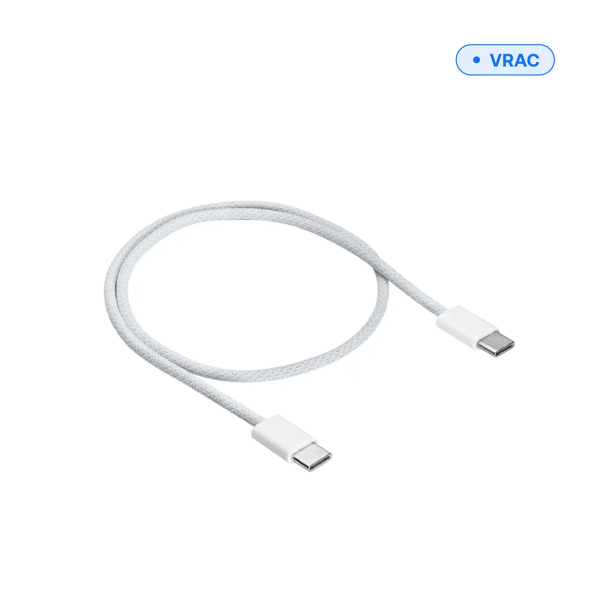 Câble USB-C vers USB-C 60 W — 1 m noir, vue complète du câble enroulé, en vrac