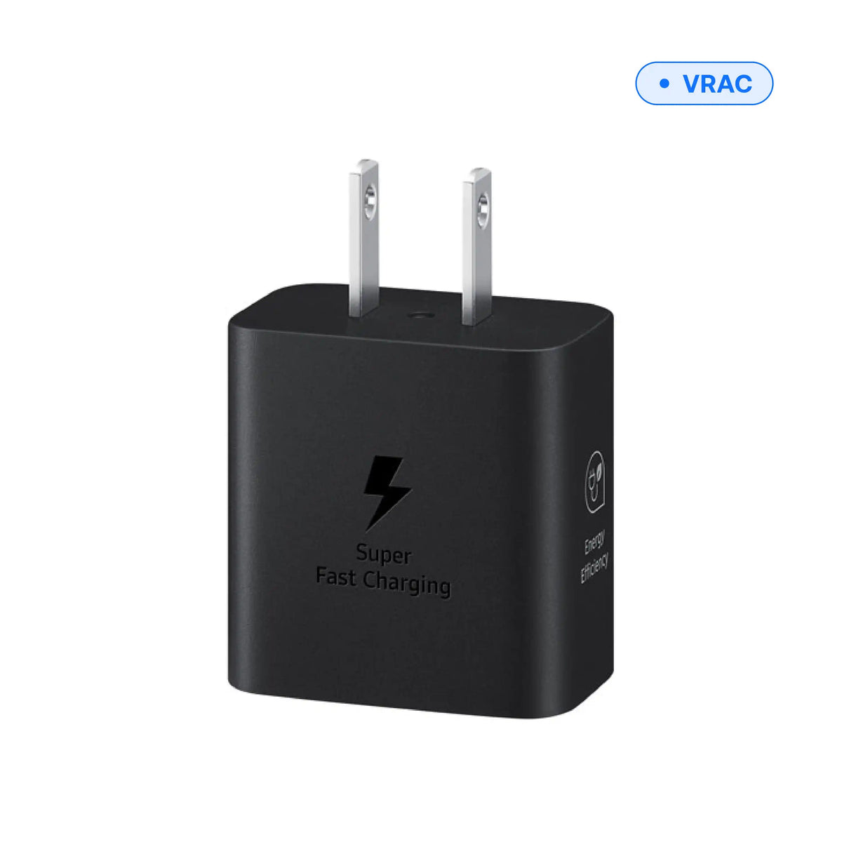 USB-C wall charger 25 W black, front view with prongs, bulk