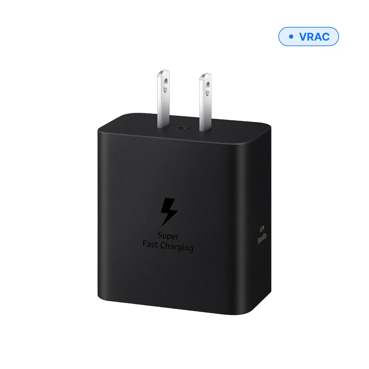 USB-C wall charger 60 W black, front view with prongs, bulk