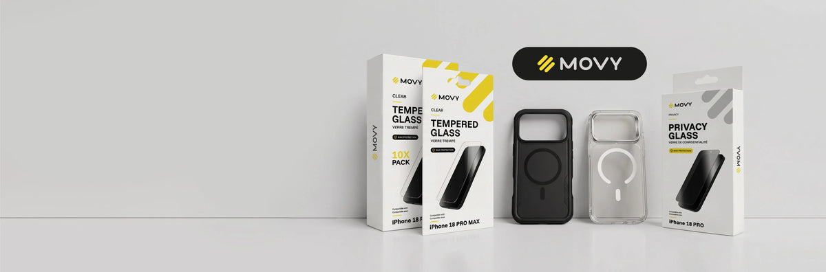 Étuis MagSafe et verres trempés MOVY Clear et Privacy pour iPhone