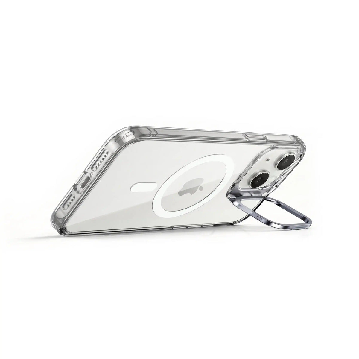 Étui transparent MOVY Clear compatible MagSafe pour iPhone 11, XR, support intégré déployé en mode paysage