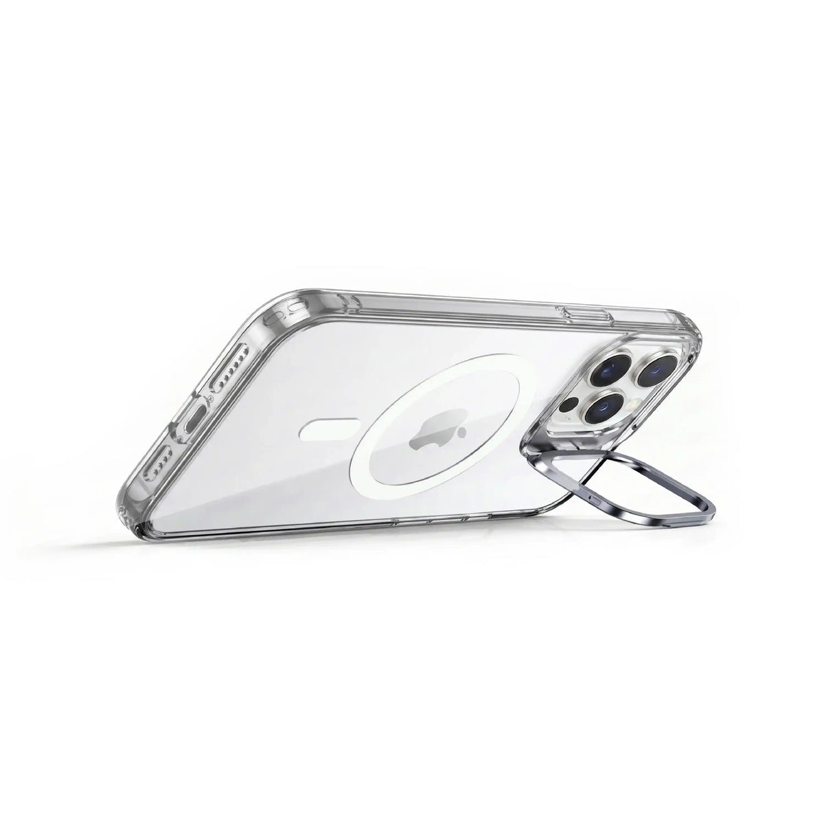 Étui transparent MOVY Clear compatible MagSafe pour iPhone 14 Pro Max, support intégré déployé en mode paysage