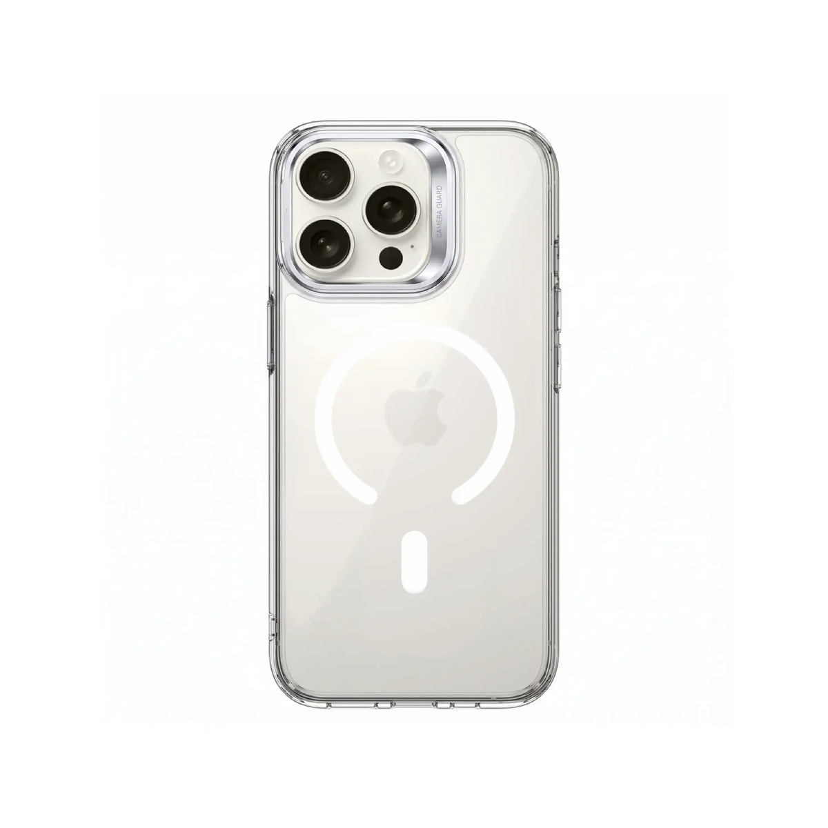 MOVY Clear MagSafe-compatible clear case for iPhone 15 Pro Max, rear view