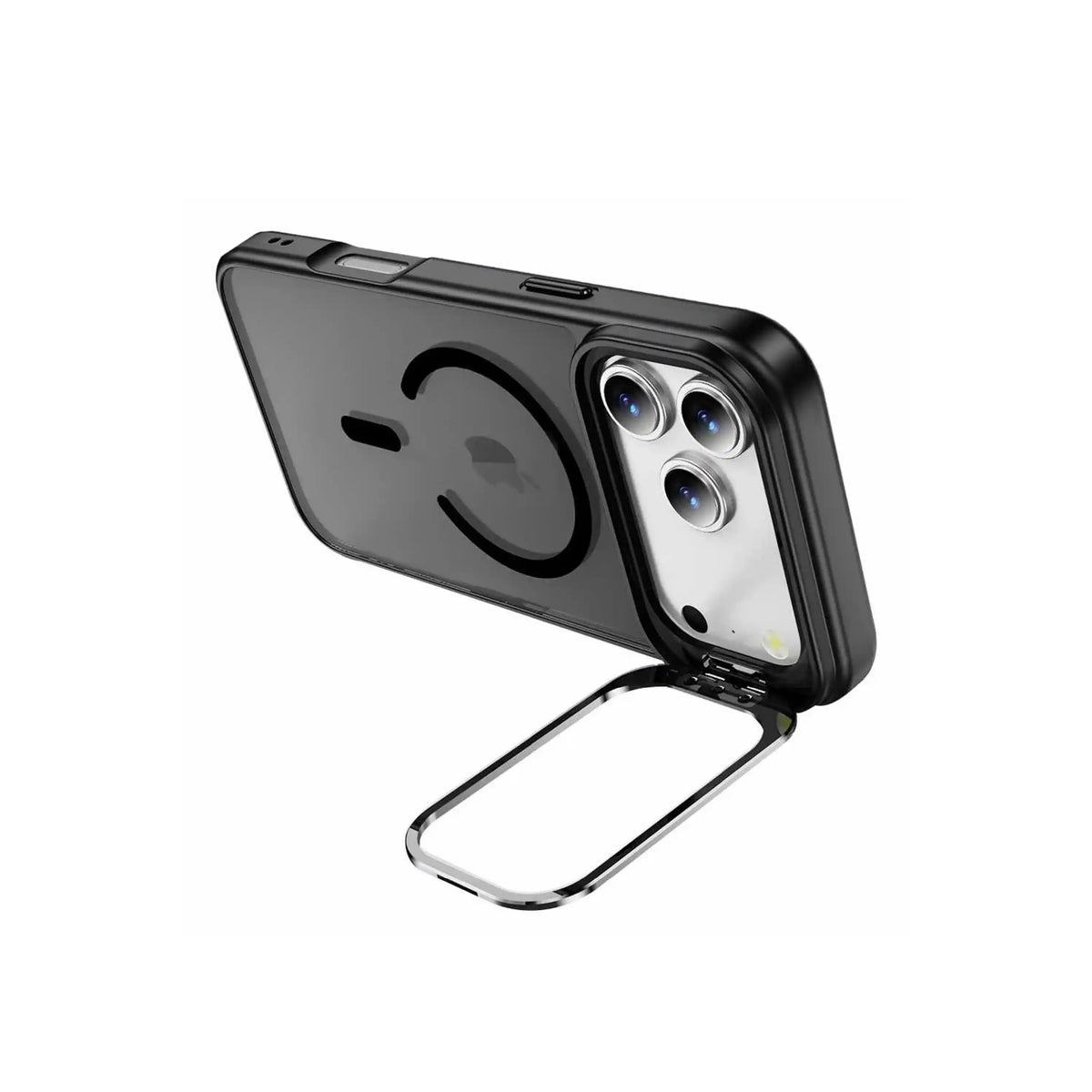 MOVY Matte MagSafe-compatible case for iPhone 18 Pro Max / 17 Pro Max, built-in kickstand extended in landscape mode
