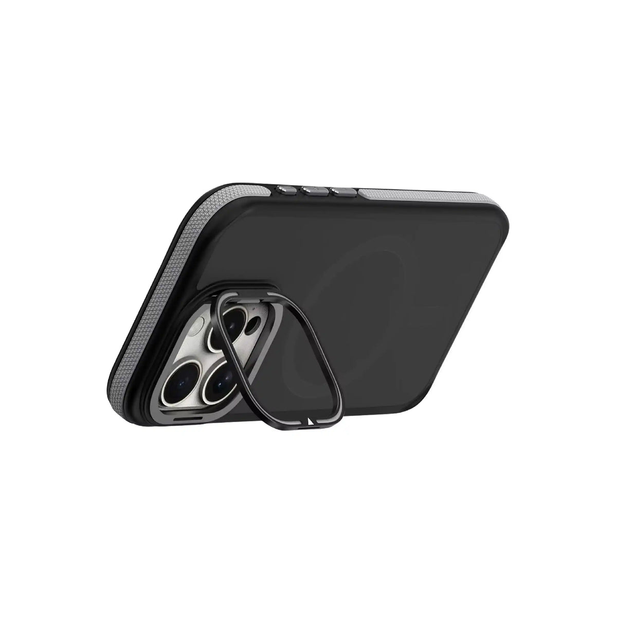 MOVY Matte Pro MagSafe-compatible case for iPhone 13 Pro Max, built-in kickstand extended in landscape mode