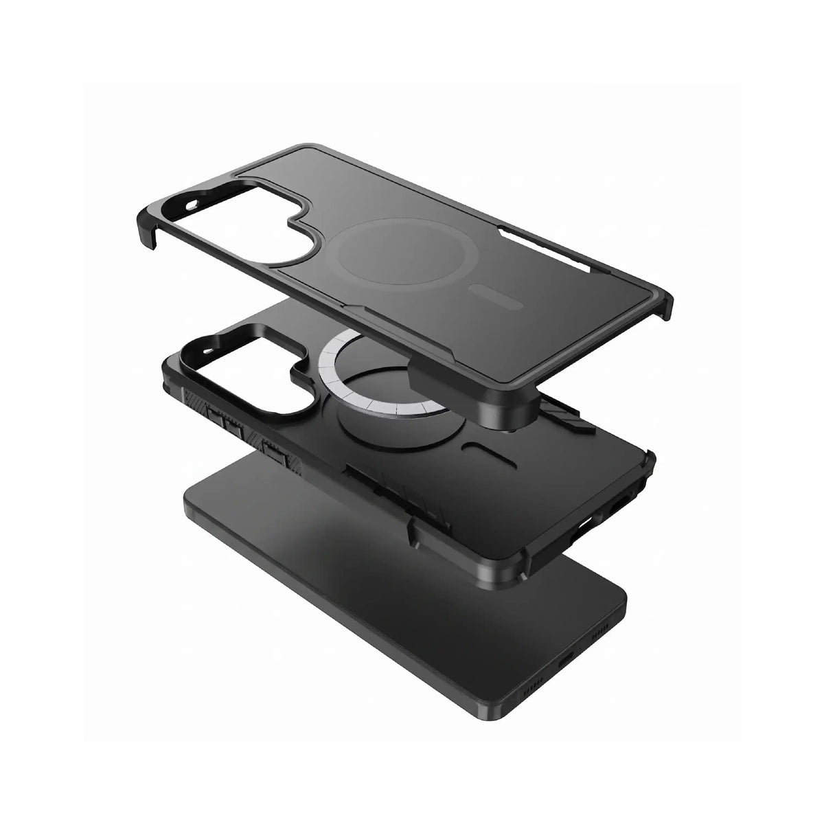 Étui MOVY Rugged compatible MagSafe pour Samsung Galaxy S24 Ultra, support intégré déployé en mode paysage