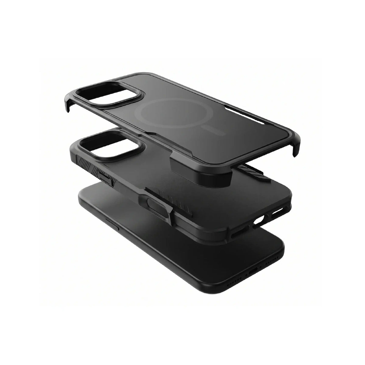 MOVY Rugged MagSafe-compatible case for iPhone 12, built-in kickstand extended in landscape mode