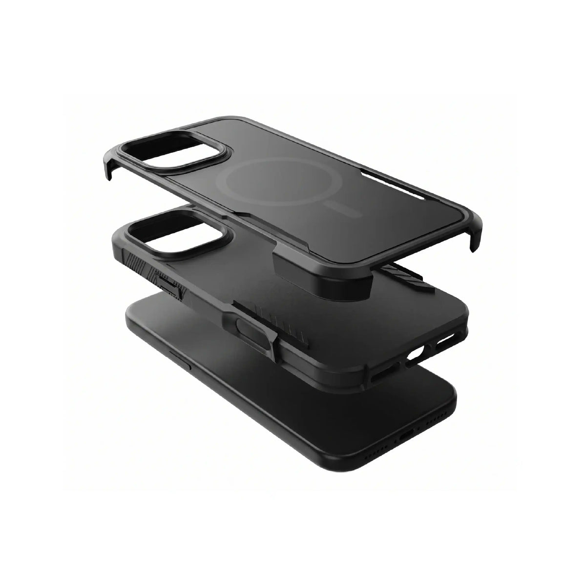 MOVY Rugged MagSafe-compatible case for iPhone 13 Pro Max, built-in kickstand extended in landscape mode