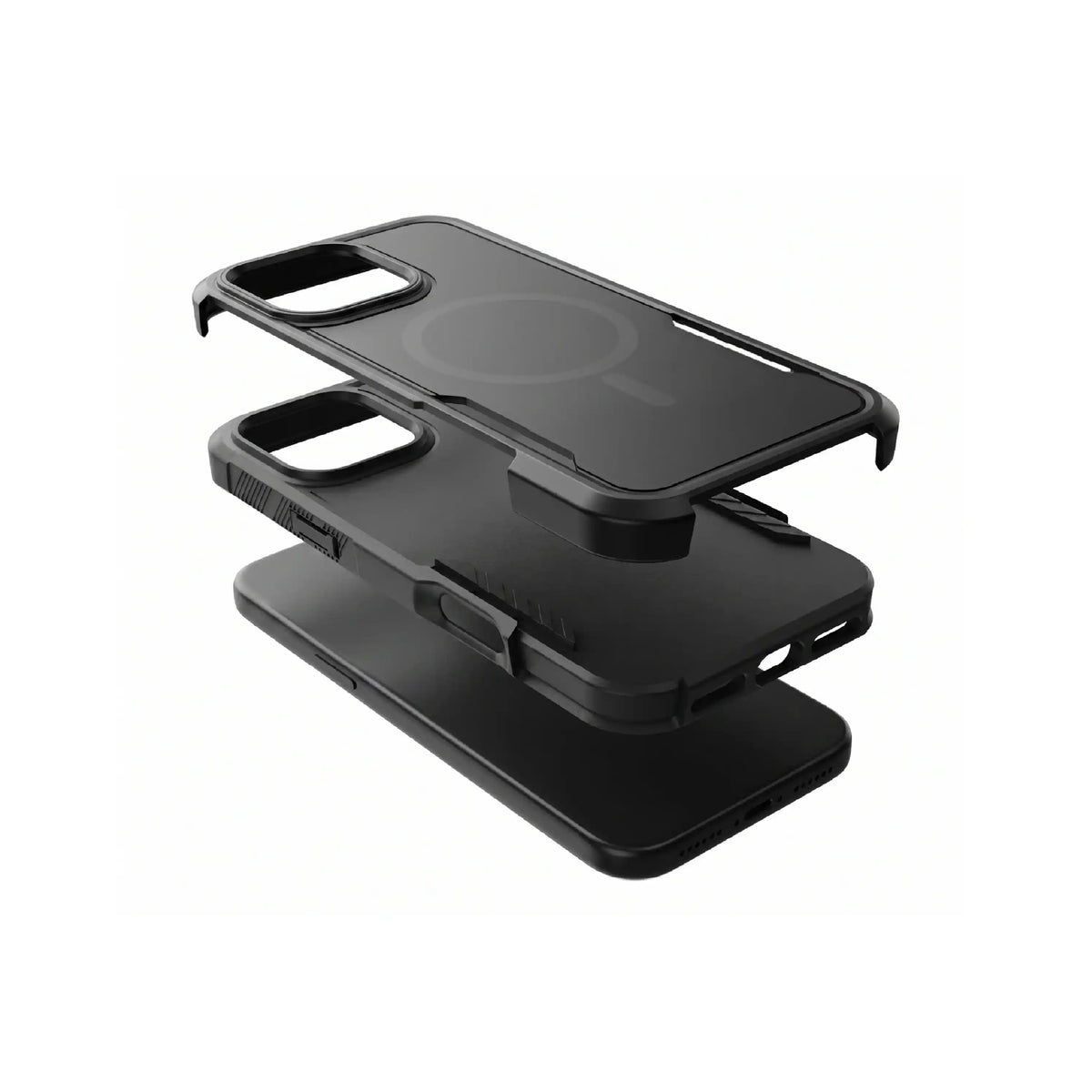 Étui MOVY Rugged compatible MagSafe pour iPhone 15, support intégré déployé en mode paysage