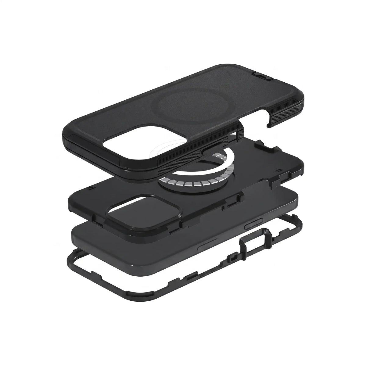 Étui MOVY Rugged Max compatible MagSafe pour iPhone 15 Pro, support intégré déployé en mode paysage