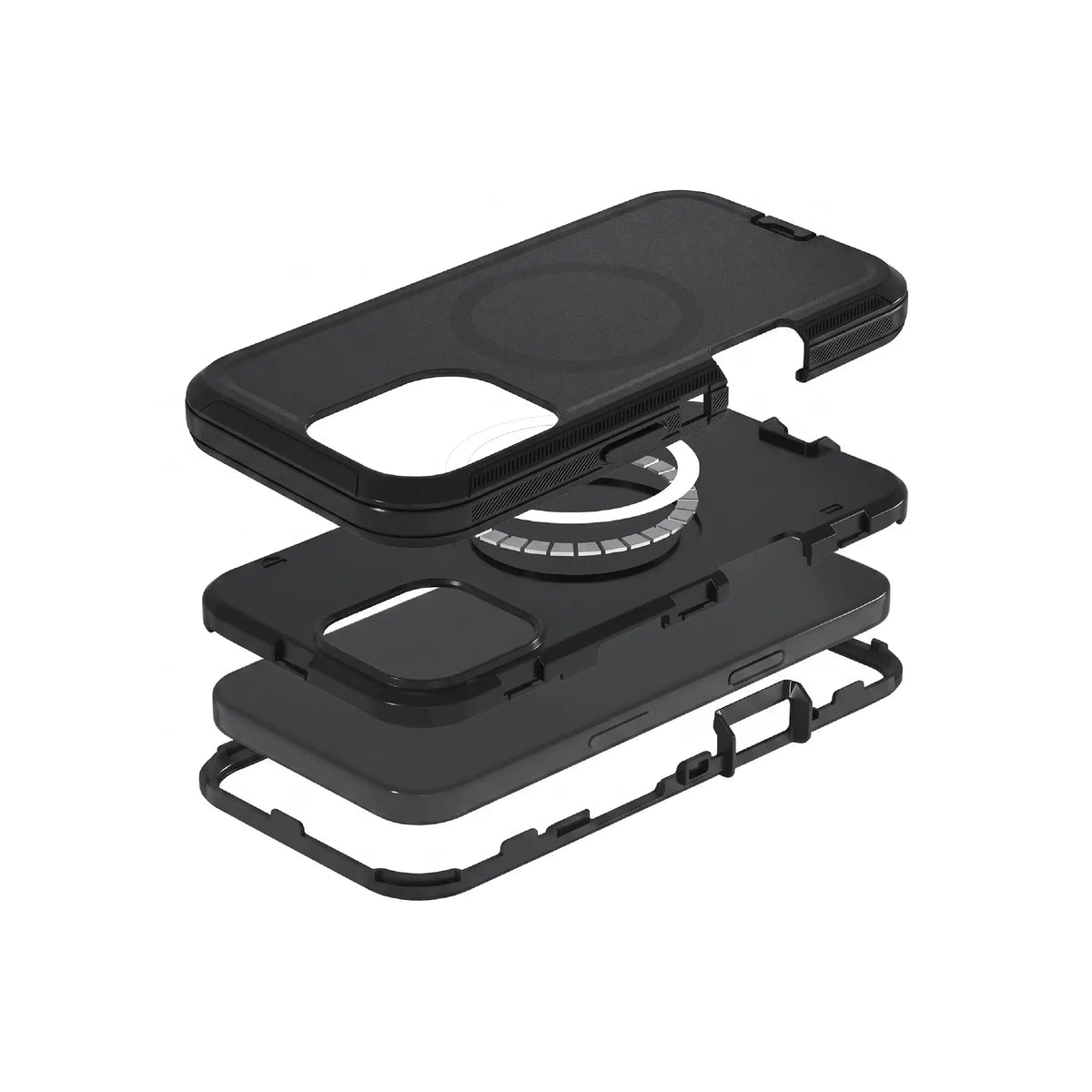 MOVY Rugged Max MagSafe-compatible case for iPhone 17, built-in kickstand extended in landscape mode