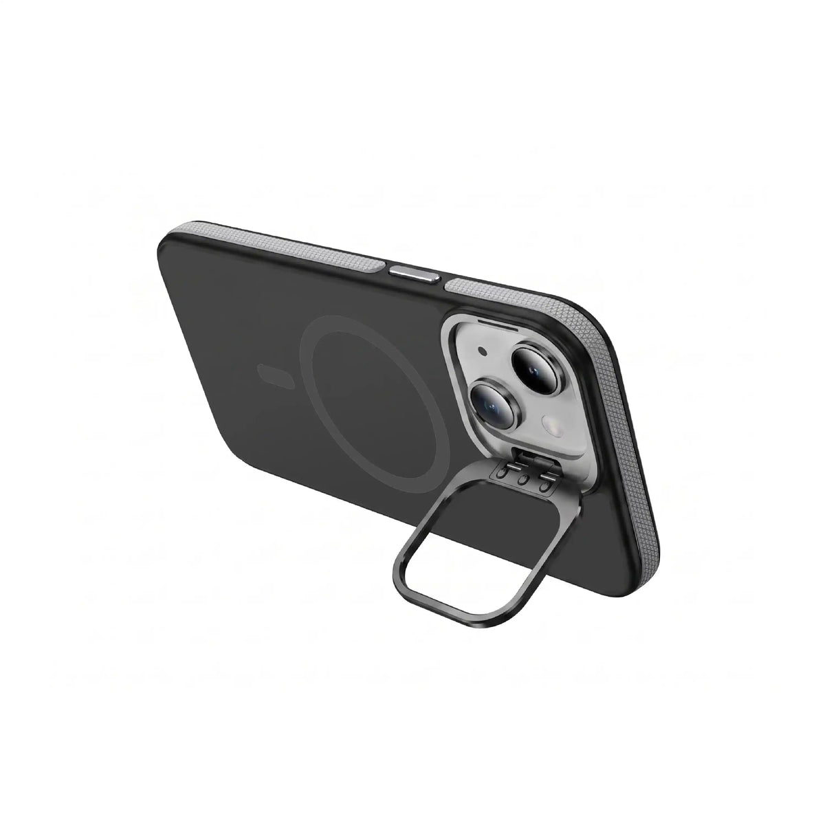 MOVY Matte Pro MagSafe-compatible case for iPhone 15, built-in kickstand extended in landscape mode