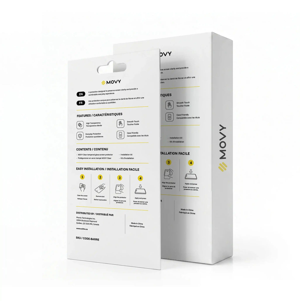 Arrière de l’emballage MOVY Clear de 10 verres trempés pour iPhone 17 Pro Max, 16 Pro Max