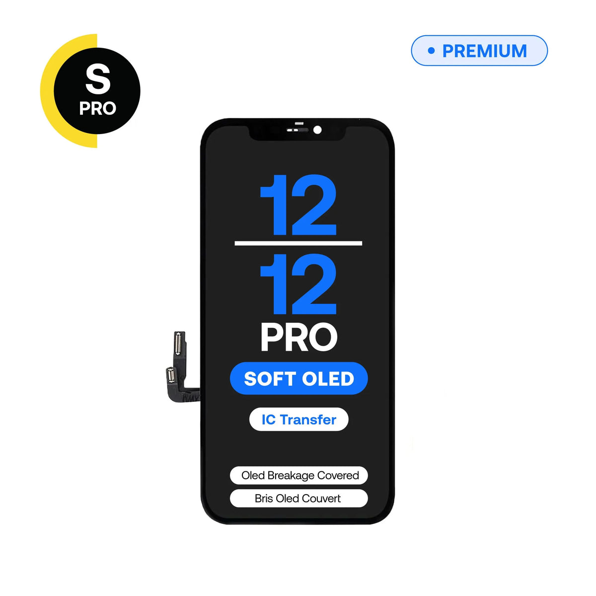 Soft OLED replacement screen, S-Pro, for iPhone 12, 12 Pro
