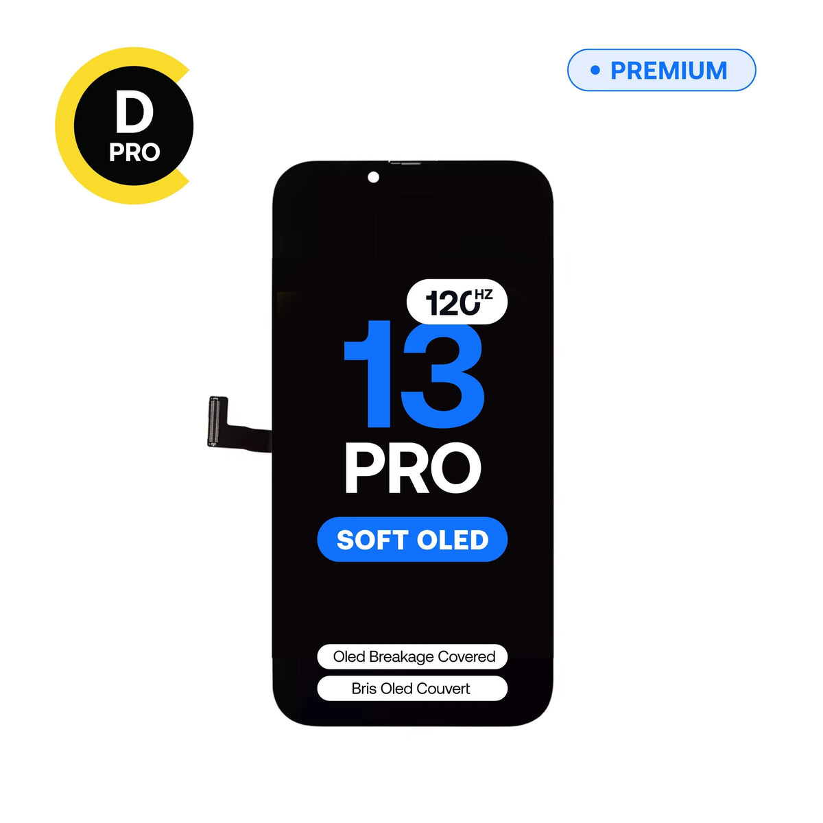 Écran de remplacement OLED souple Diagnostic 120 Hz D-Pro+ pour iPhone 13 Pro, capteur de proximité préinstallé