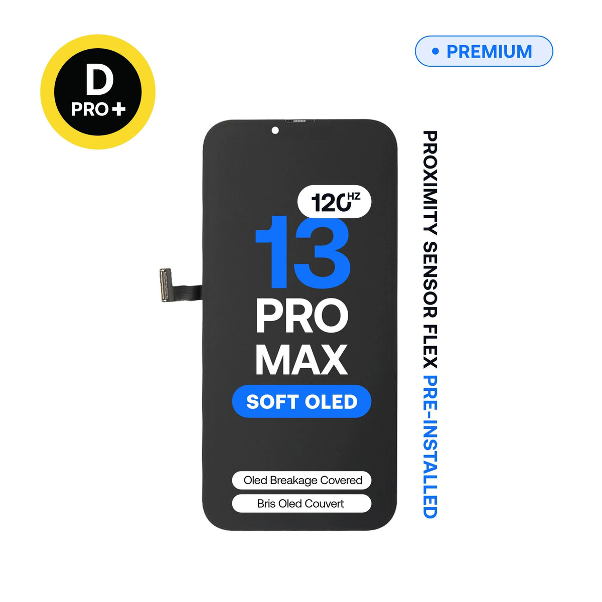 120Hz Diagnostic Soft OLED replacement screen, D-Pro, for iPhone 13 Pro Max