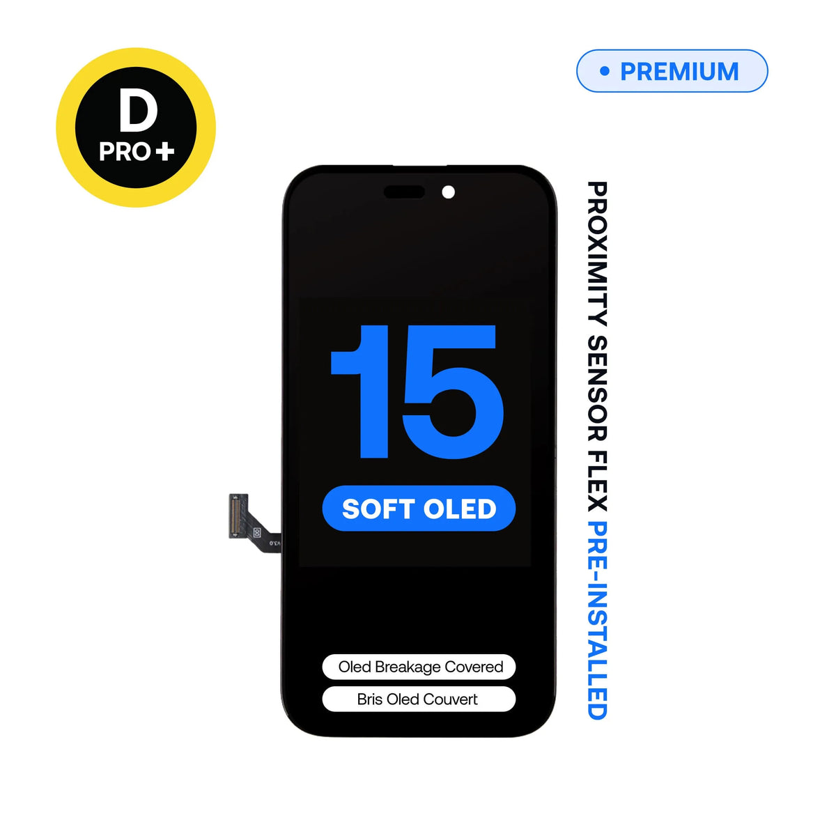 Écran de remplacement OLED souple Diagnostic D-Pro+ pour iPhone 15, capteur de proximité préinstallé