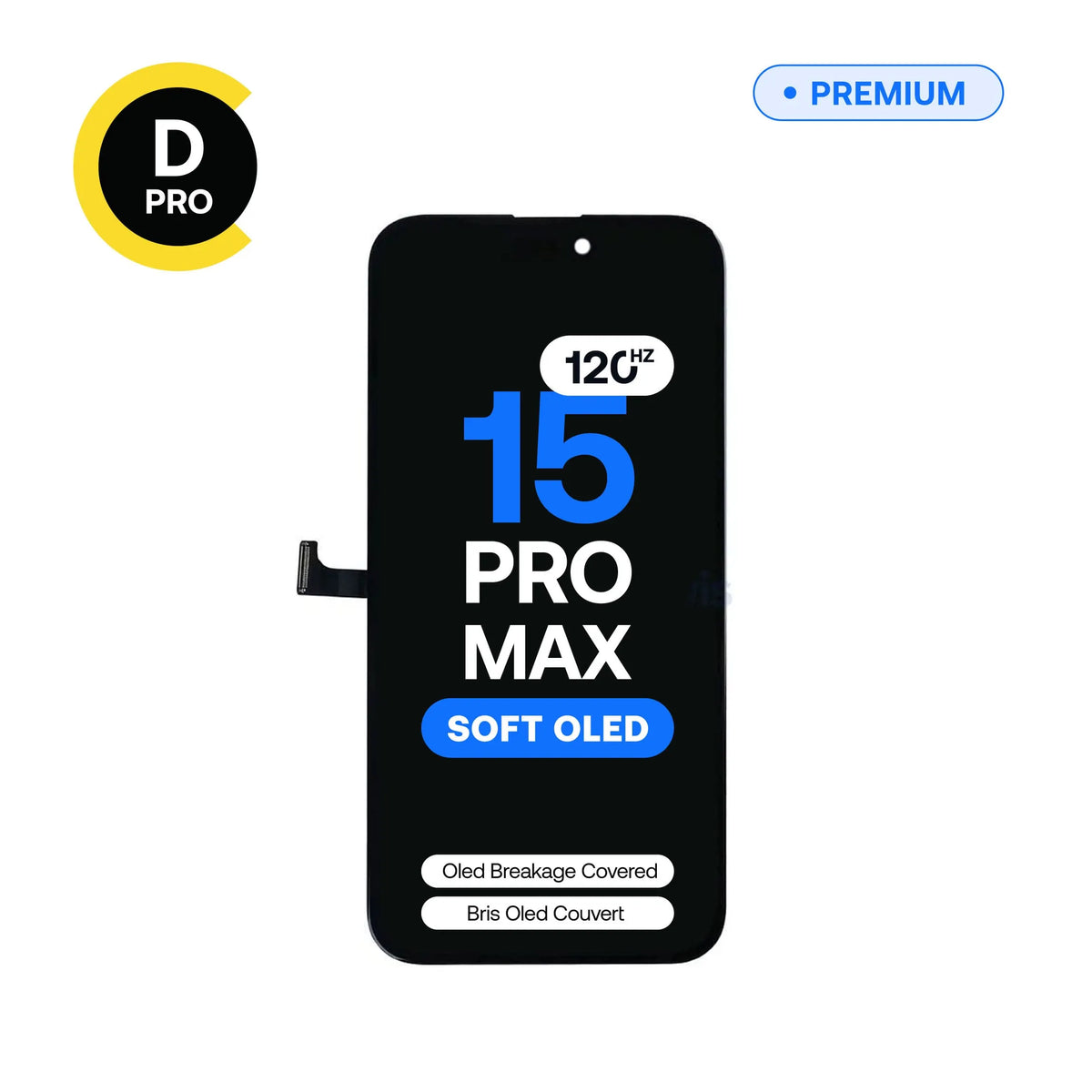 Écran de remplacement OLED souple Diagnostic 120 Hz D-Pro pour iPhone 15 Pro Max