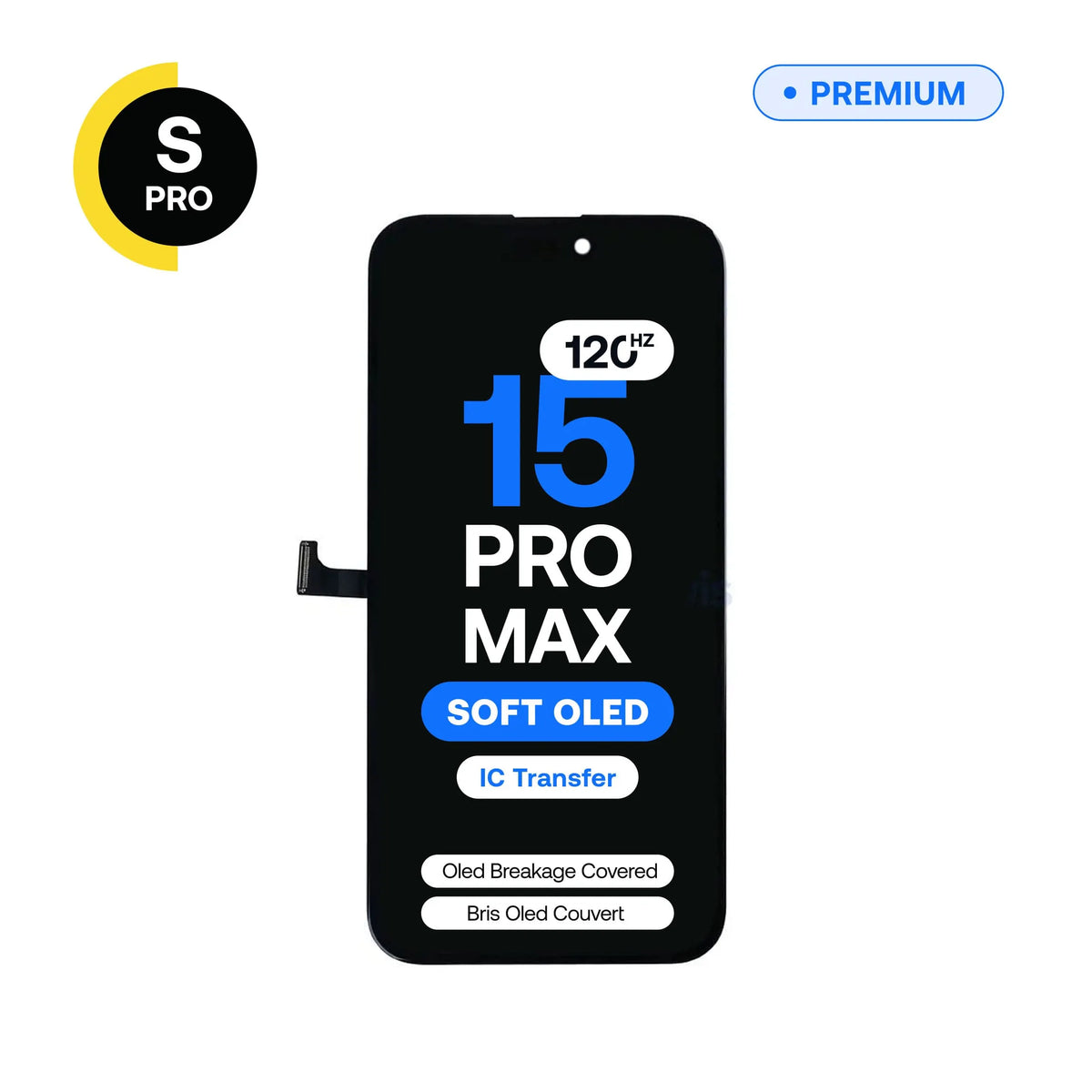 Écran de remplacement OLED souple 120 Hz S-Pro pour iPhone 15 Pro Max