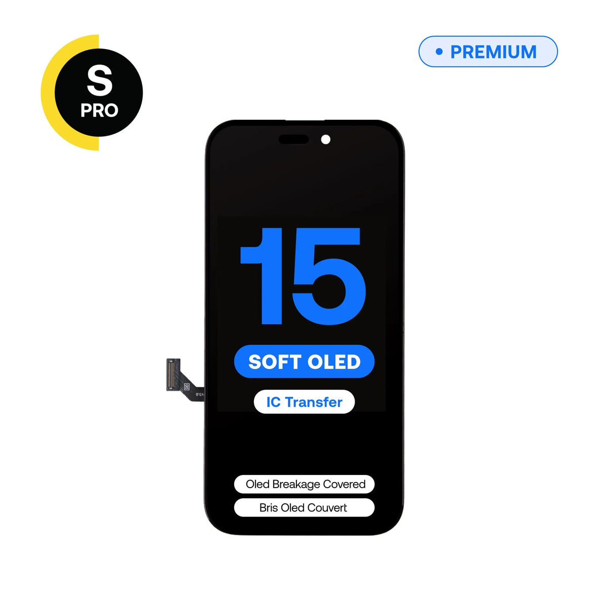 Écran de remplacement OLED souple S-Pro pour iPhone 15