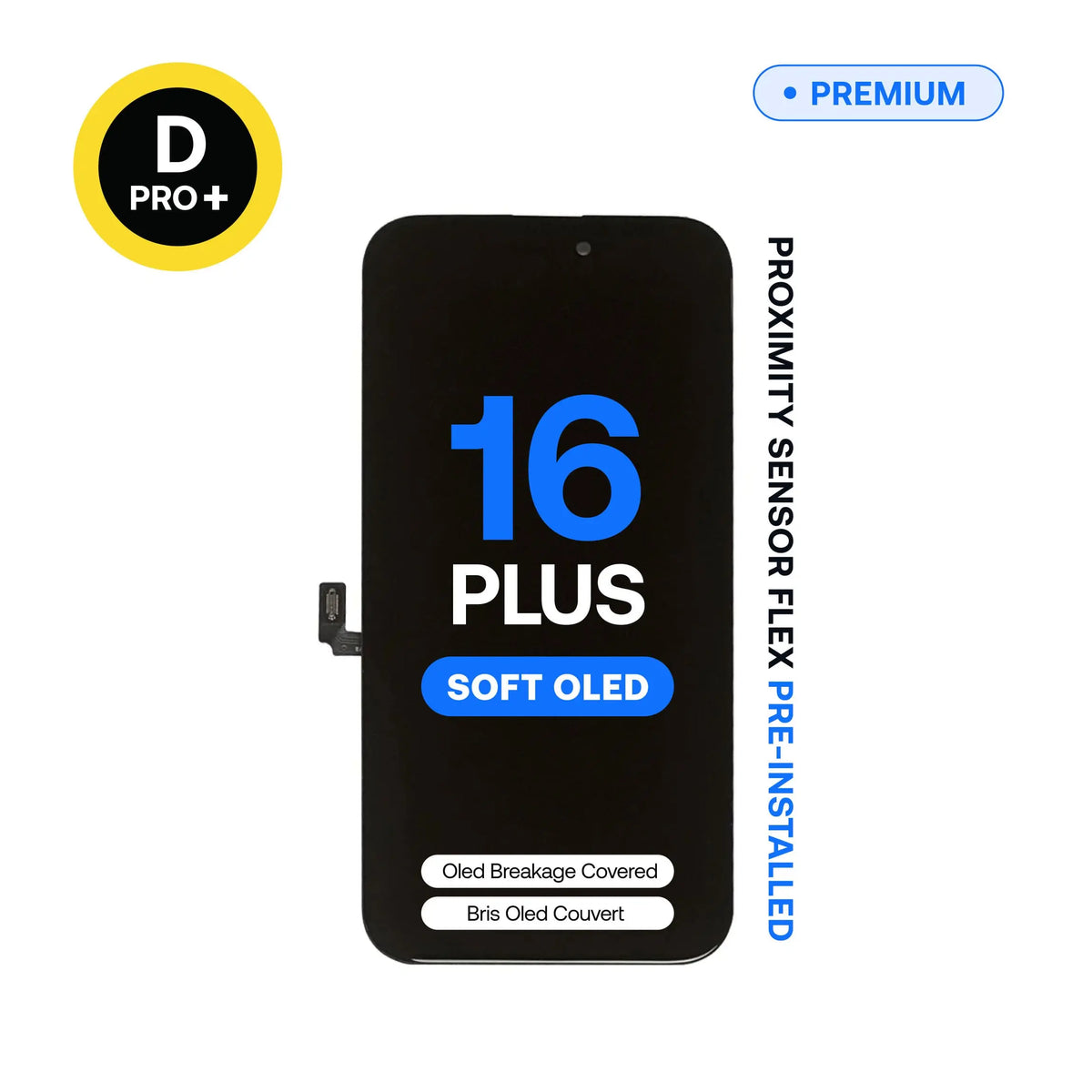 Écran de remplacement OLED souple Diagnostic D-Pro+ pour iPhone 16 Plus, capteur de proximité préinstallé