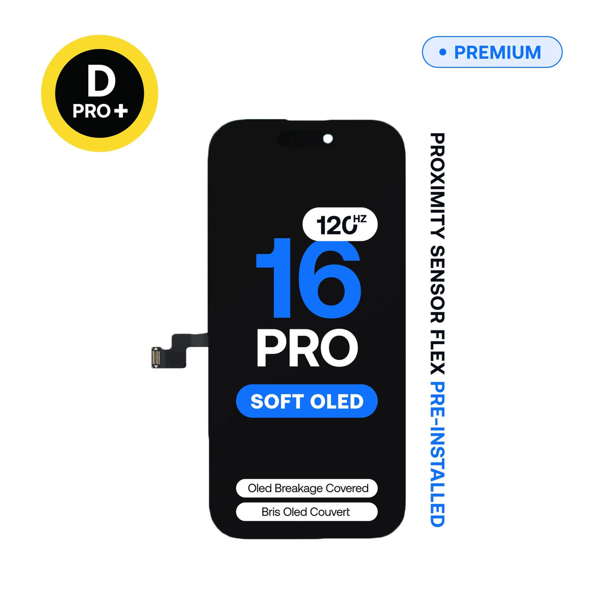 Écran de remplacement OLED souple Diagnostic 120 Hz D-Pro+ pour iPhone 16 Pro, capteur de proximité préinstallé