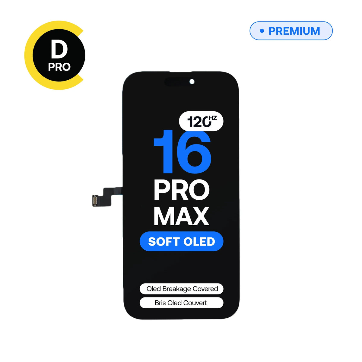 Écran de remplacement OLED souple Diagnostic 120 Hz D-Pro pour iPhone 16 Pro Max