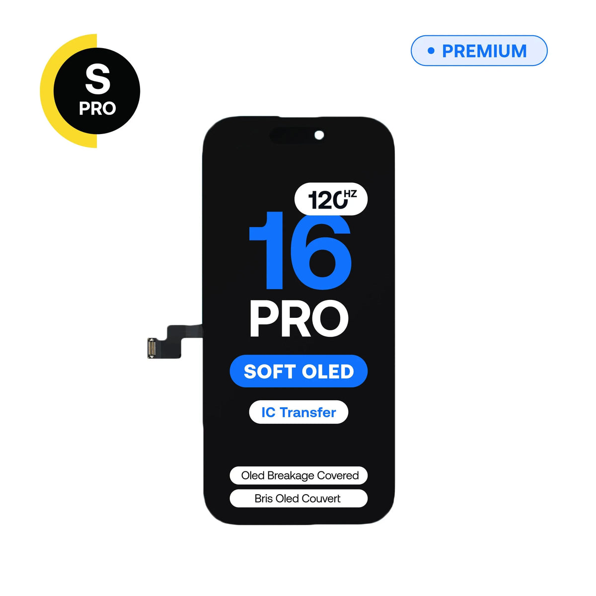 Écran de remplacement OLED souple 120 Hz S-Pro pour iPhone 16 Pro