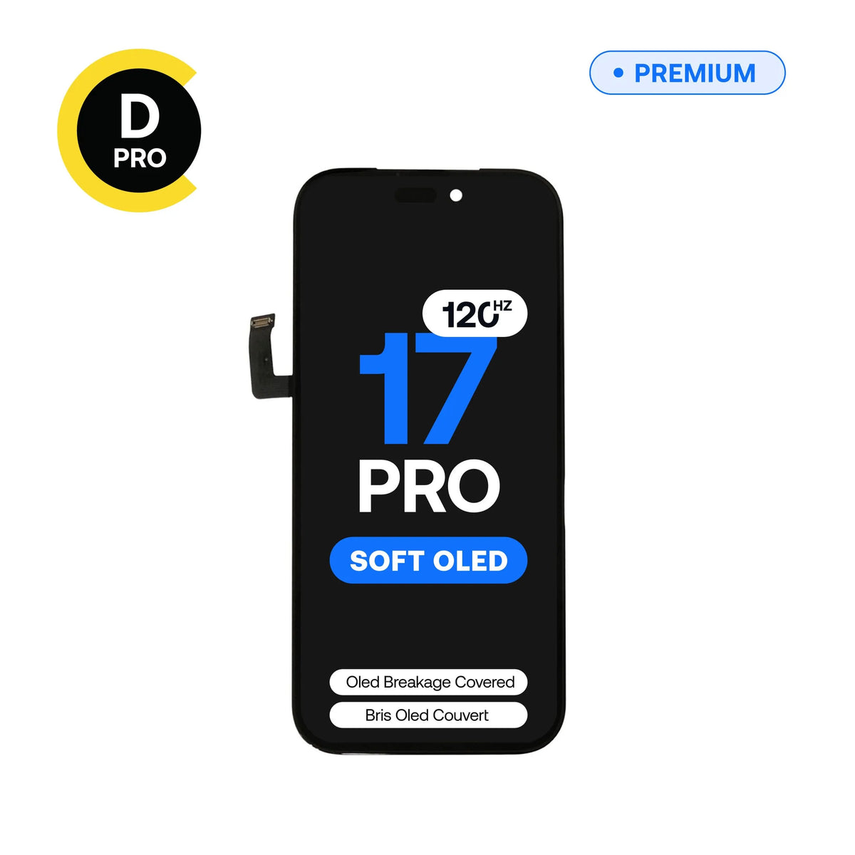 Écran de remplacement OLED souple Diagnostic 120 Hz D-Pro pour iPhone 17 Pro