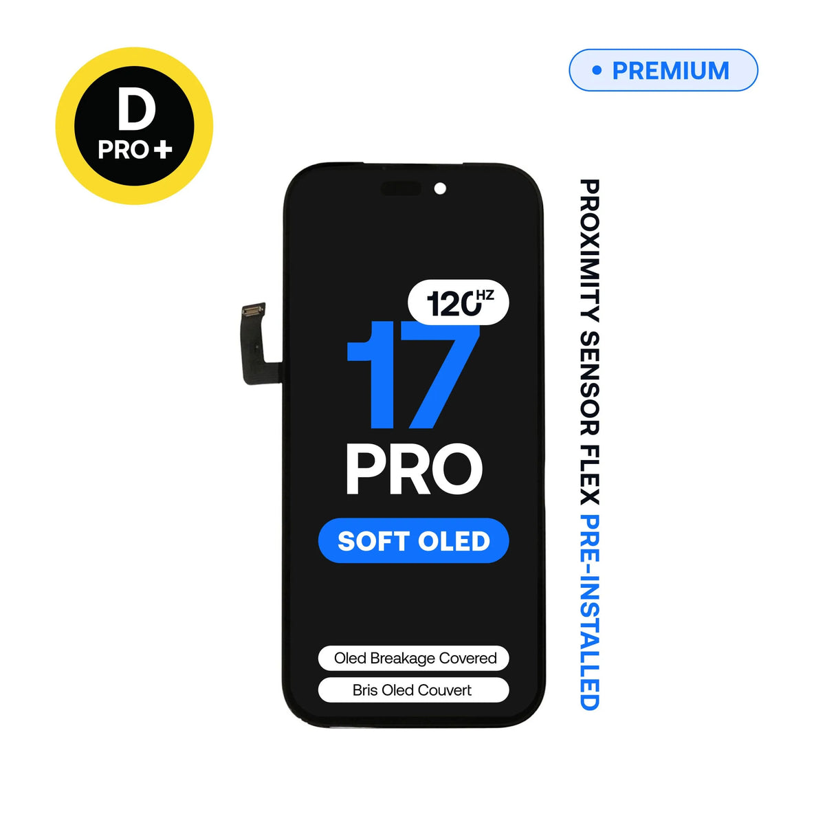Écran de remplacement OLED souple Diagnostic 120 Hz D-Pro+ pour iPhone 17 Pro, capteur de proximité préinstallé