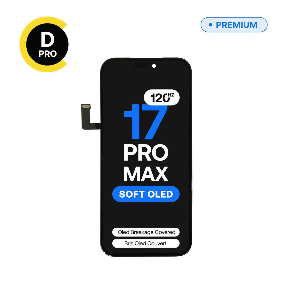 Écran de remplacement OLED souple Diagnostic 120 Hz D-Pro pour iPhone 17 Pro Max