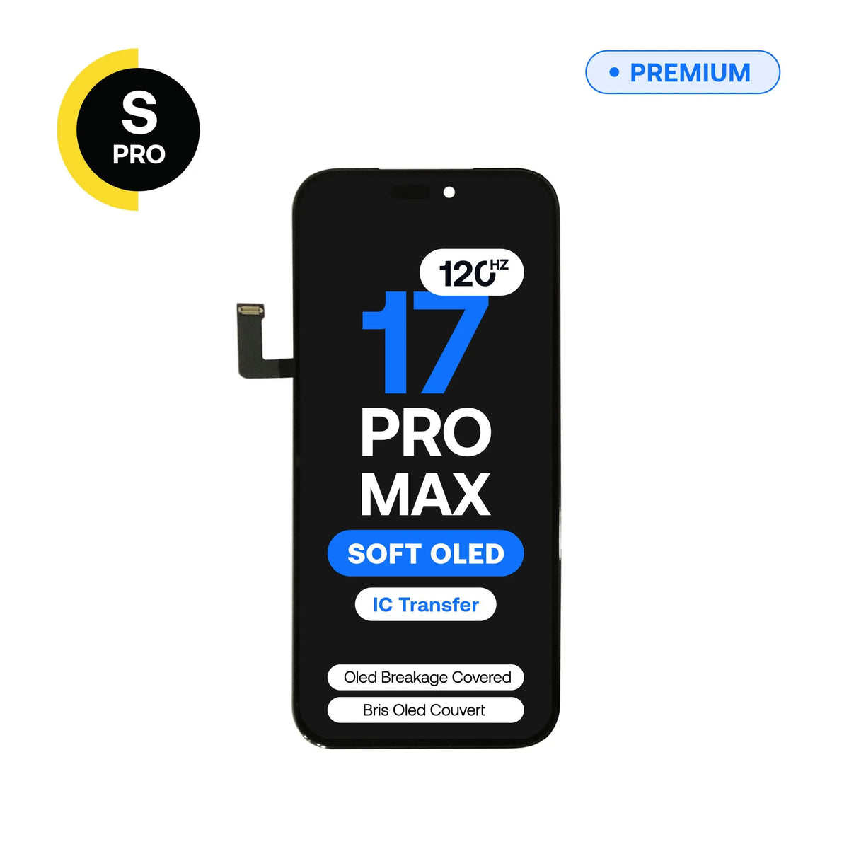 Écran de remplacement OLED souple 120 Hz S-Pro pour iPhone 17 Pro Max