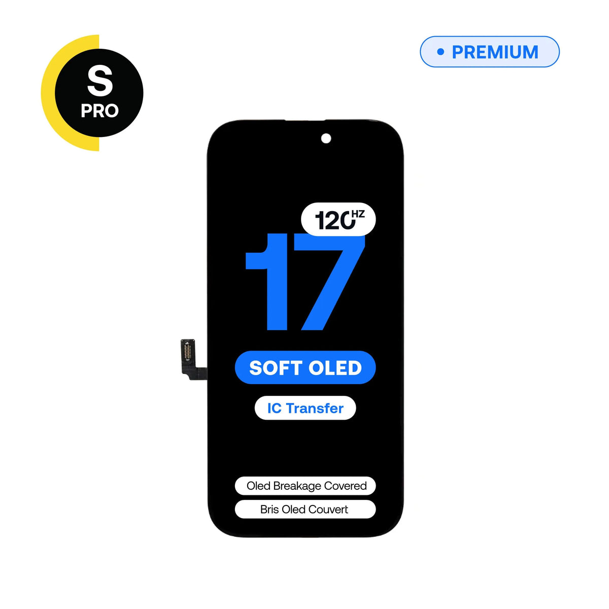 Écran de remplacement OLED souple 120 Hz S-Pro pour iPhone 17